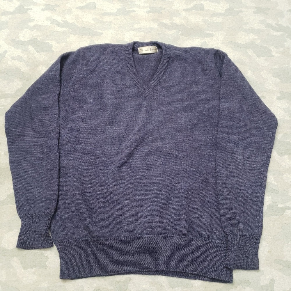 Michael Jordan Sweater Mens Medium Blue V-Neck Long Sleeve